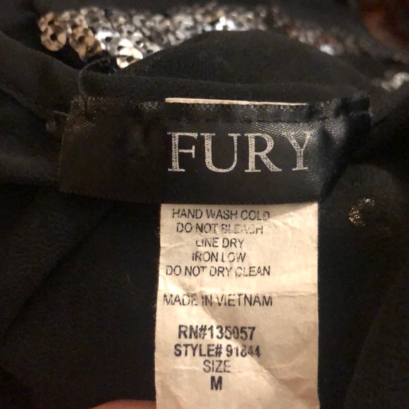 FURY Black Semi Sheer Silver Sequin Crop Top - Picture 7 of 8